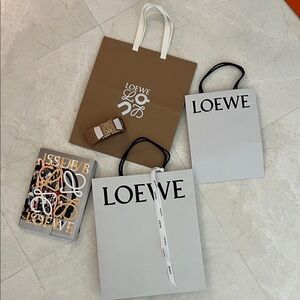 Loewe Brown and Gray Shopping Bags with Loewe book and paper car.